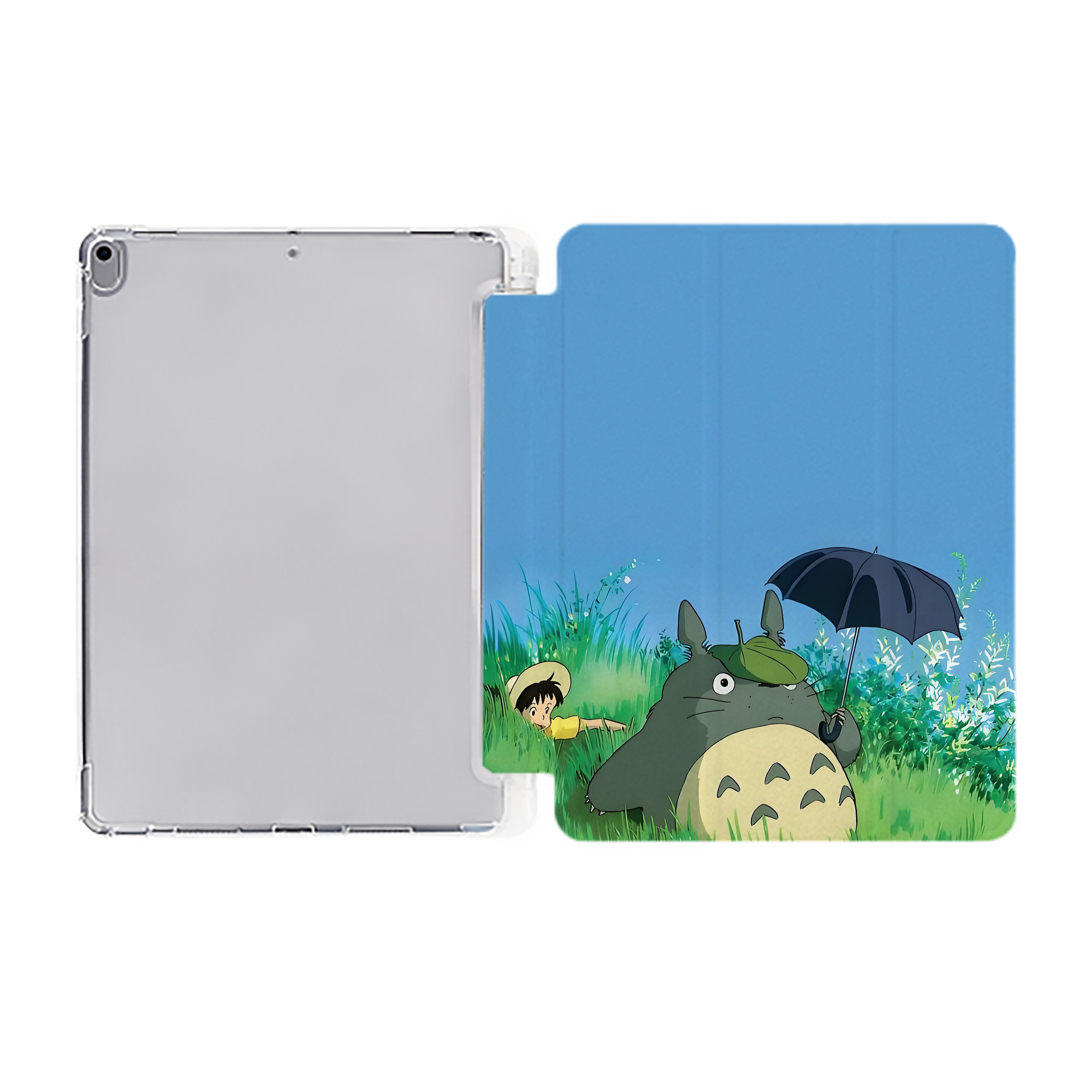 （画像用） となりのトトロ 草壁メイ 草壁サツキ My Neighbor Totoro Satsuki Kusakabe Mei Kusakabe IPad ケース ペン収納付き 三つ折りスタンド PUレザー×シリコン 対応機種9.5/10.5/10.9インチ